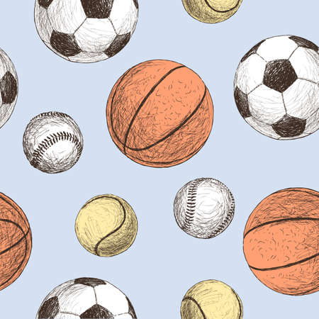 Vector pattern of the different sports ballsのイラスト素材