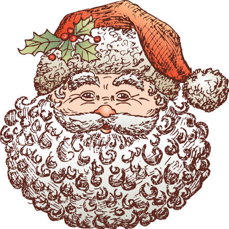 Drawing of the face of a cheerful Santa Claus.のイラスト素材