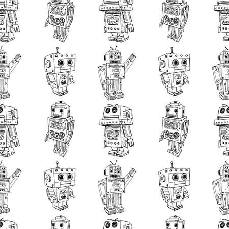 Vector pattern of the old toy robotsのイラスト素材