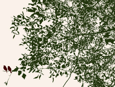 Silhouettes of the tree branches in summerのイラスト素材