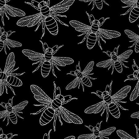 Seamless background from the drawn fliesのイラスト素材