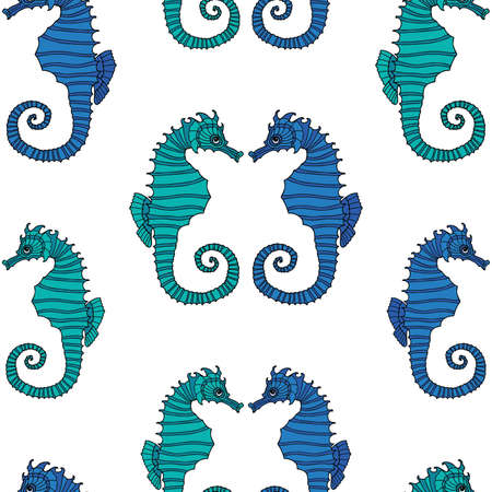 Seamless pattern of decorative seahorsesのイラスト素材