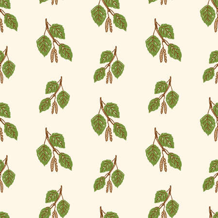 Pattern of birch earrings with leavesのイラスト素材