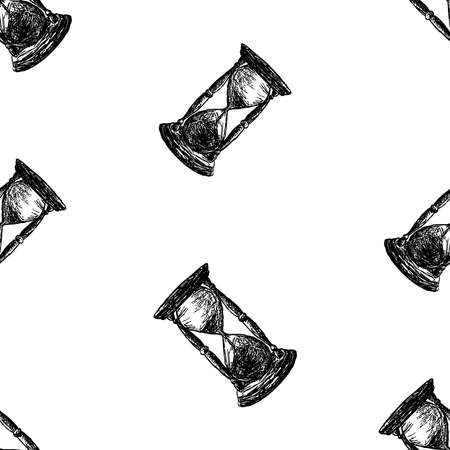 Seamless pattern of drawn hourglass
