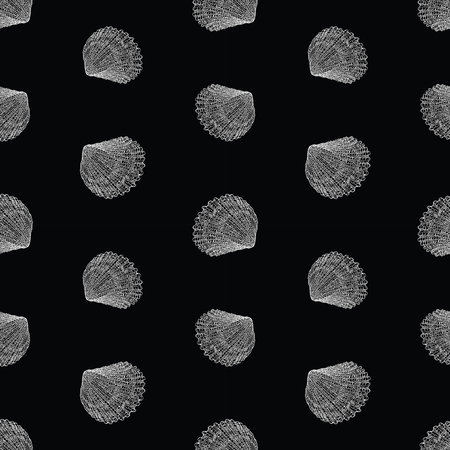Seamless pattern of outlines decorative seashellsのイラスト素材