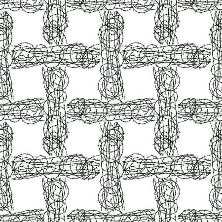 Seamless pattern of drawn tangled barbed wireのイラスト素材