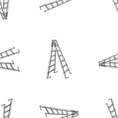 Seamless pattern of drawn folding laddersのイラスト素材