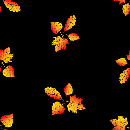 Seamless background of autumn leaves various deciduous treesのイラスト素材