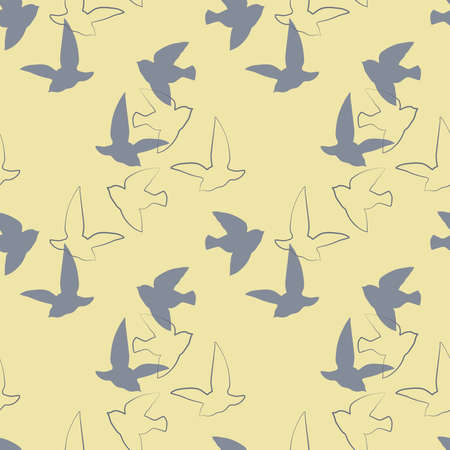 Seamless pattern of silhouettes flying abstract birdsのイラスト素材
