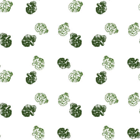 Seamless background of drawn broccoli headsのイラスト素材