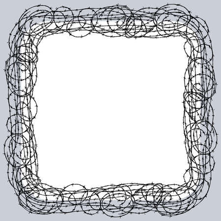 Decorative abstract square border from drawn tangled barbed wireのイラスト素材