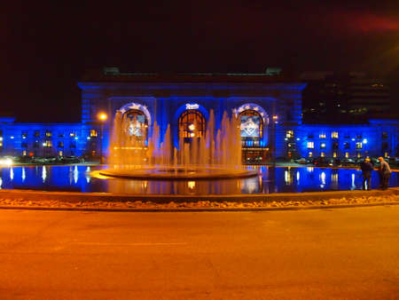 Kanas City with blue fountain for World Seriesのeditorial素材