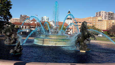 Kanas City with blue fountain for World Seriesのeditorial素材