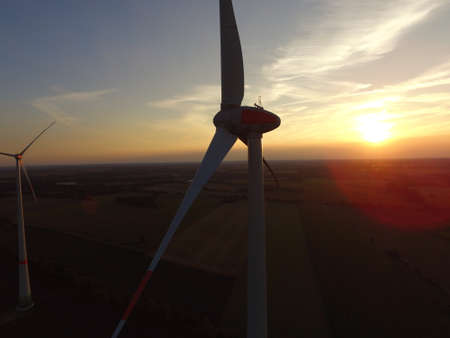 wind power plant in Sunnriseの写真素材