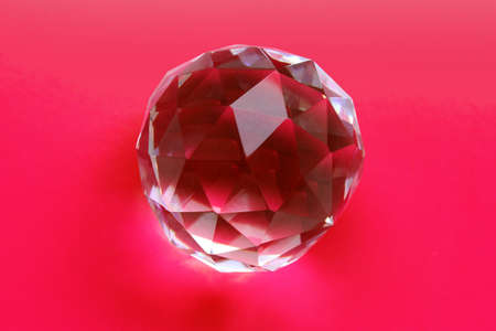glass crystal on red の写真素材