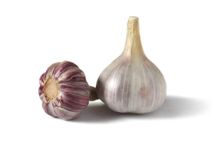 garlic isolated on whiteの写真素材