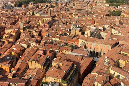 red roof landscape of Bologna, Italy 