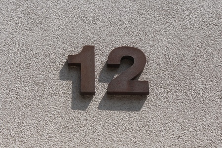 Number twelve, house address plate numberの写真素材
