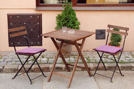 nice street cafe- two chairs and table  
