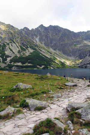 Beautiful Black Pond Gasienicowy in Tatra Mountains, Polandのeditorial素材
