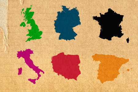 Most important members of European Union on cardboard backgroundの写真素材