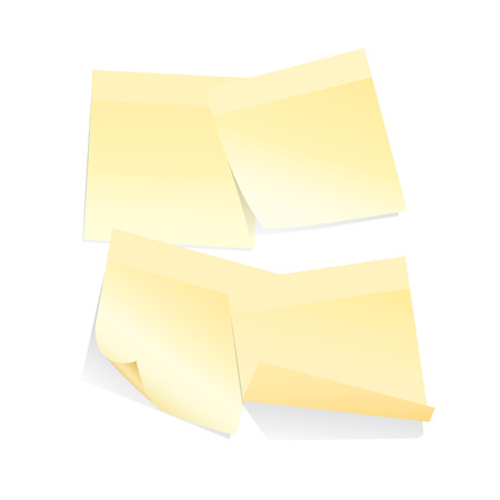 four yellow stick notes on white background のイラスト素材