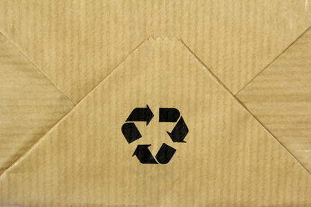 Recycle sign on paper bagの写真素材