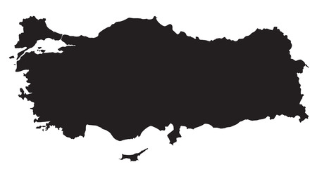 black and white map of Turkeyのイラスト素材