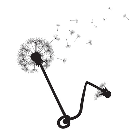 Black dandelion with tied stemのイラスト素材