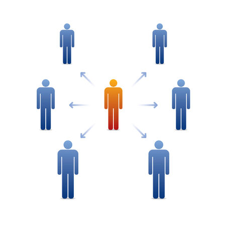 people silhouettes with leader in the center のイラスト素材