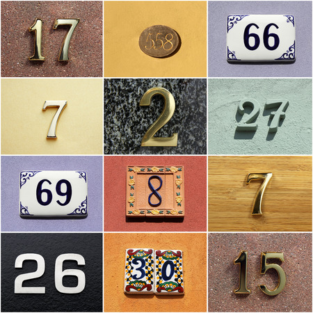 Collection of colorful house numbersの写真素材