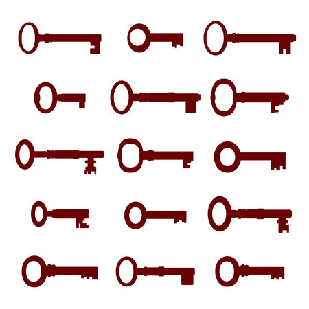set of red vintage keys のイラスト素材