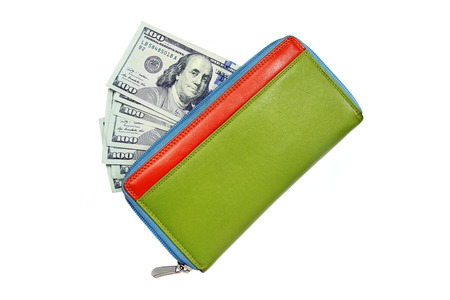 hundred american dollars in colorful leather wallet