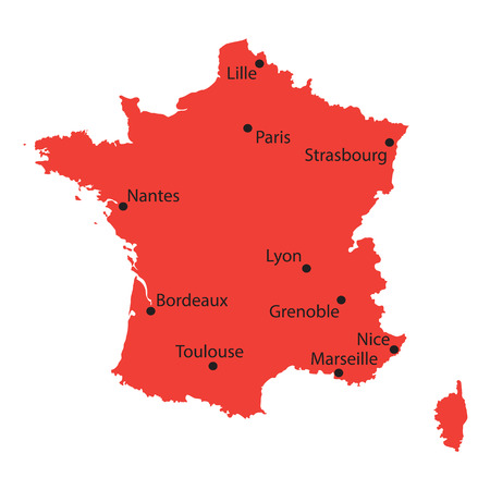 red map of Franceのイラスト素材
