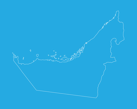 outline of United Arab Emirates map on blue backgroundのイラスト素材