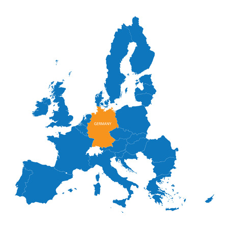 blue map of the European Union with indication of Germanyのイラスト素材