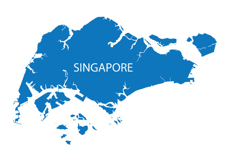 blue map of Singaporeのイラスト素材