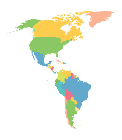 colorful map of North And South Americaのイラスト素材