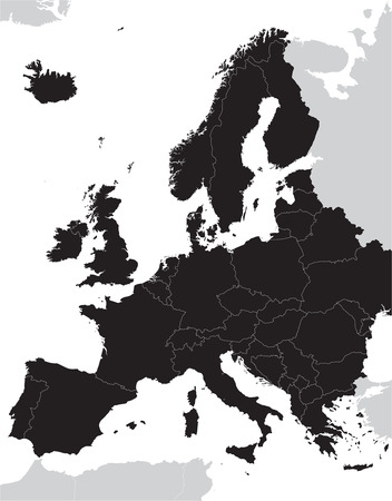 black Europe vector mapのイラスト素材