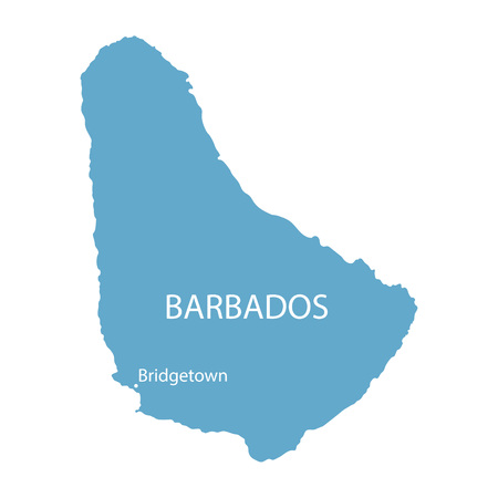 blue map of Barbados with indication of Bridgetownのイラスト素材