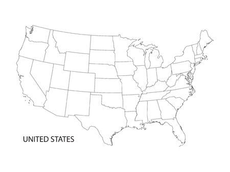 black and white vector map of the United States of Americaのイラスト素材