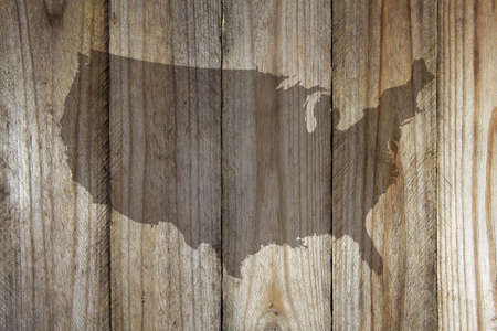 United States map on wooden backgroundの写真素材