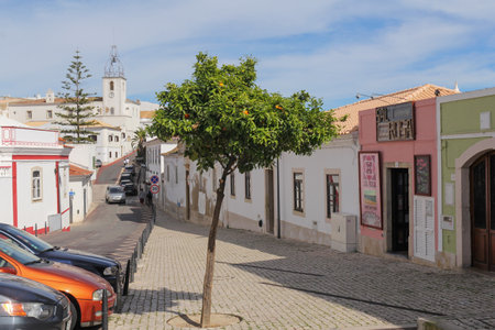 Albufeira, MARCH 29: one of the street in historic center of Albufeira; on March 29, 2015 in Albufeira, Portugal. It's most popular resort in the Algarveのeditorial素材