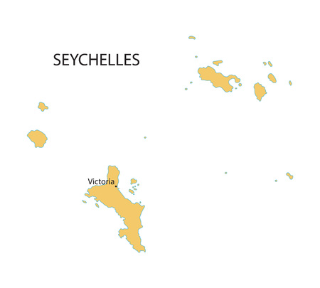 yellow vector map of Seychelles with indication of Victoriaのイラスト素材