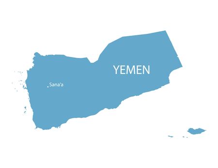 blue map of Yemen with indication of Sanaaのイラスト素材