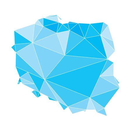 Blue polygonal vector map of Polandのイラスト素材