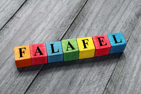 falafel text on colorful wooden cubesの写真素材