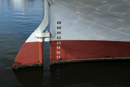bow of ship with draft scale numberingの写真素材