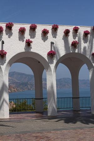 Balcon de Europa in Nerja Nerja- is famous resort on the Costa del Sol, Spainのeditorial素材