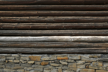 wall of the barn, stone and wood backgroundの写真素材